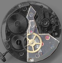 Axe, notch at mainspring barrel, 4 gears Axe, notch at mainspring barrel, 4 gears