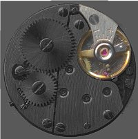 cock BEFORE balance<br>hairspring usually clockwise